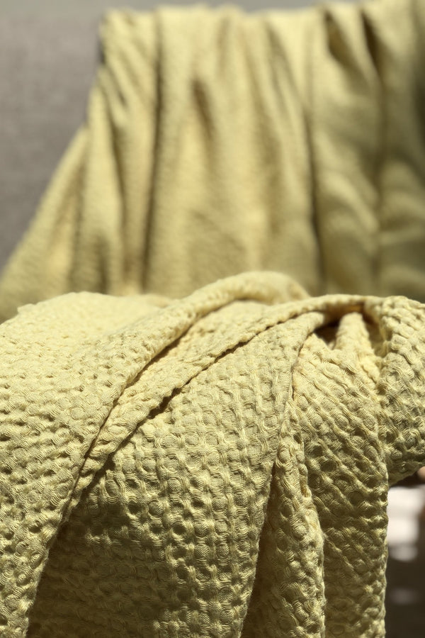 Chartreuse yellow waffle coverlet - True Things