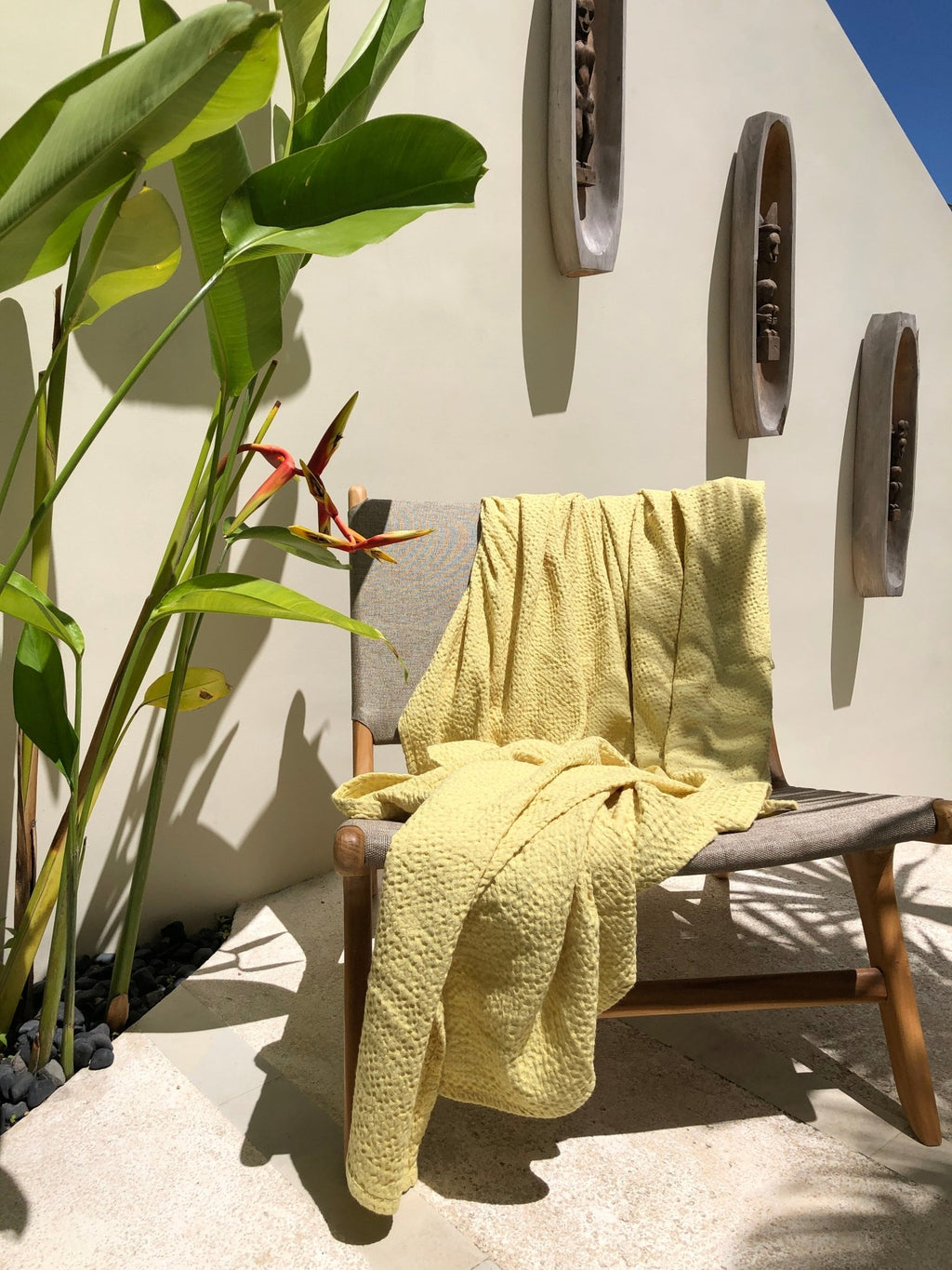 Chartreuse yellow waffle coverlet - True Things