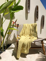 Chartreuse yellow waffle coverlet - True Things