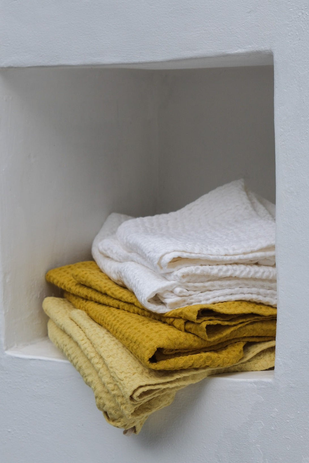 Chartreuse yellow waffle towel - True Things