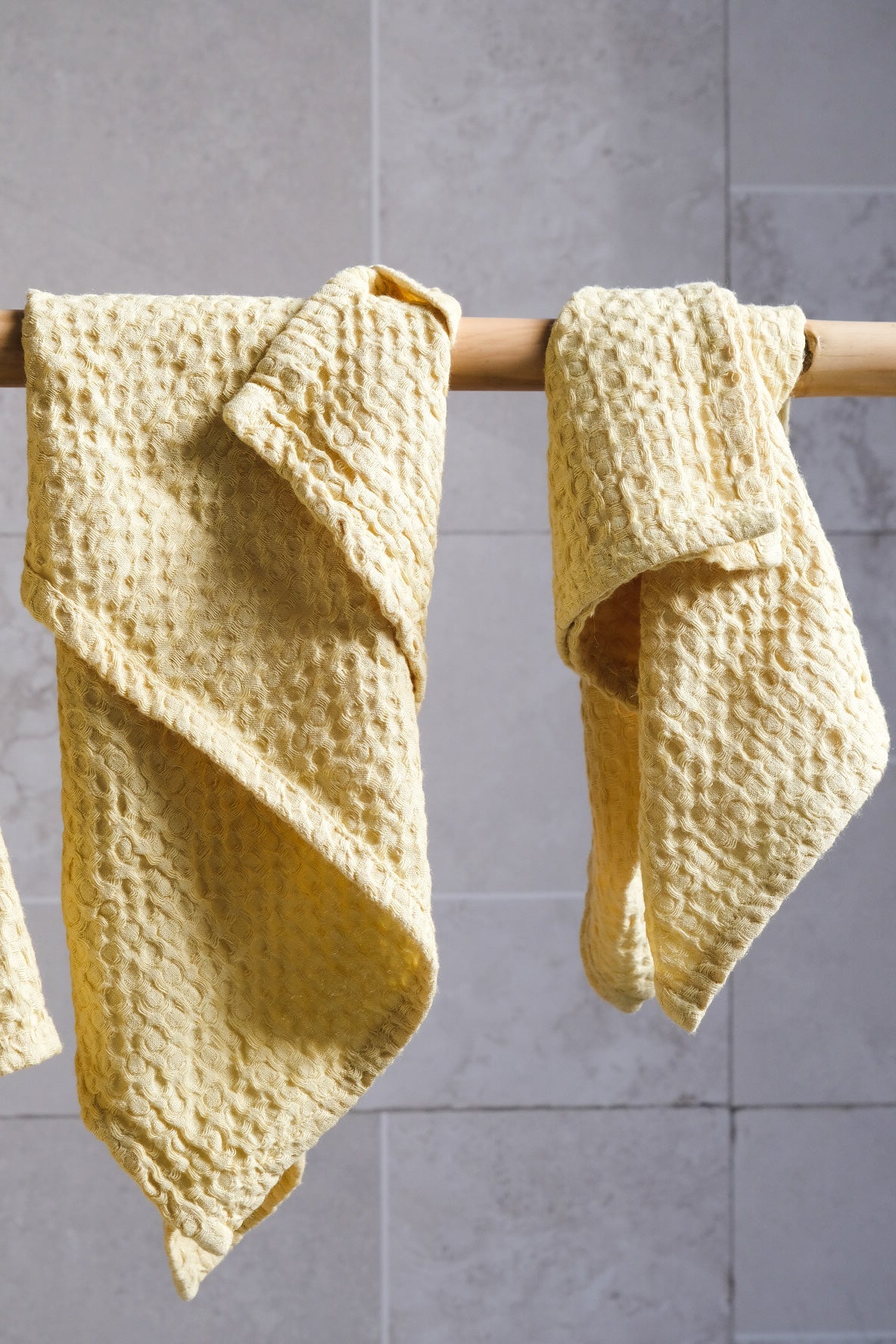 Chartreuse yellow waffle towel - True Things