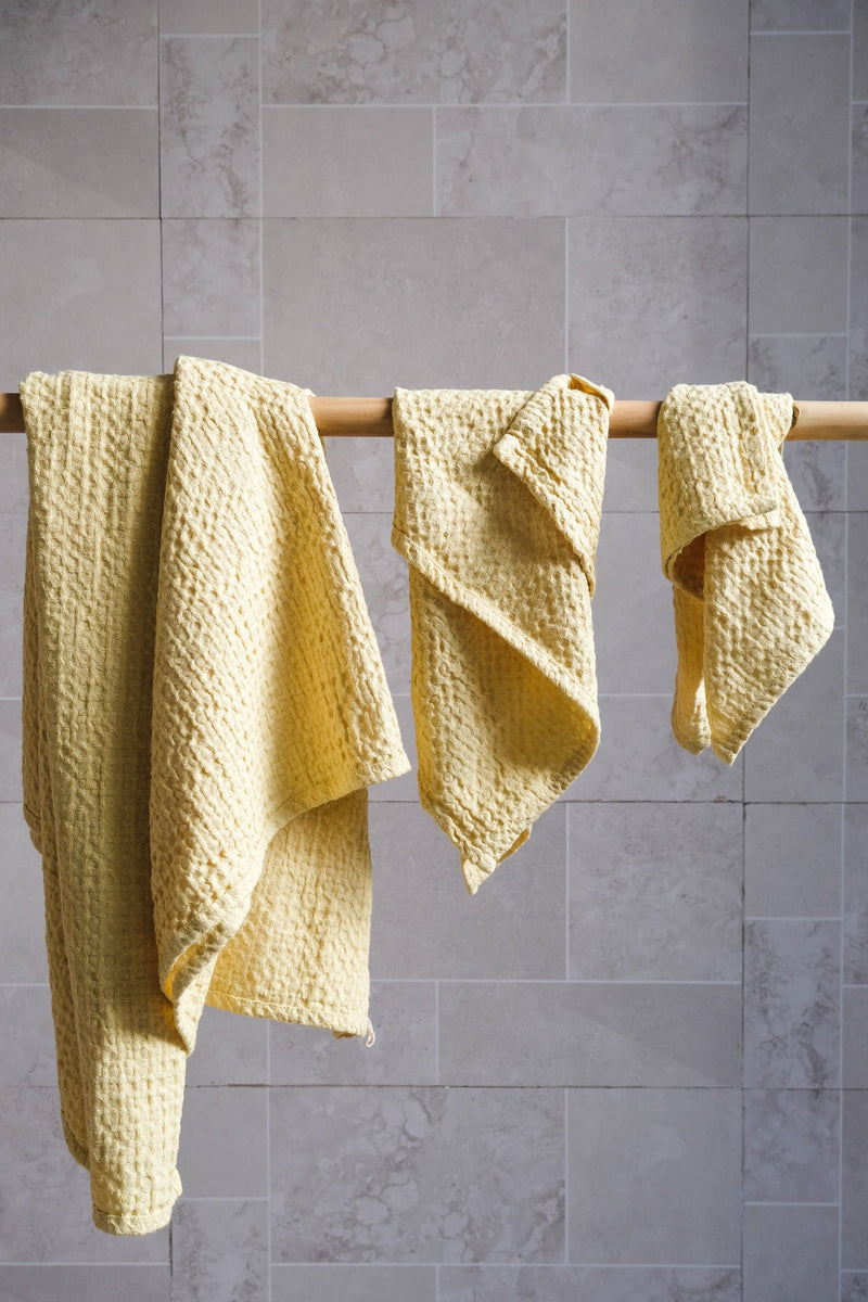 Chartreuse yellow waffle towel - True Things