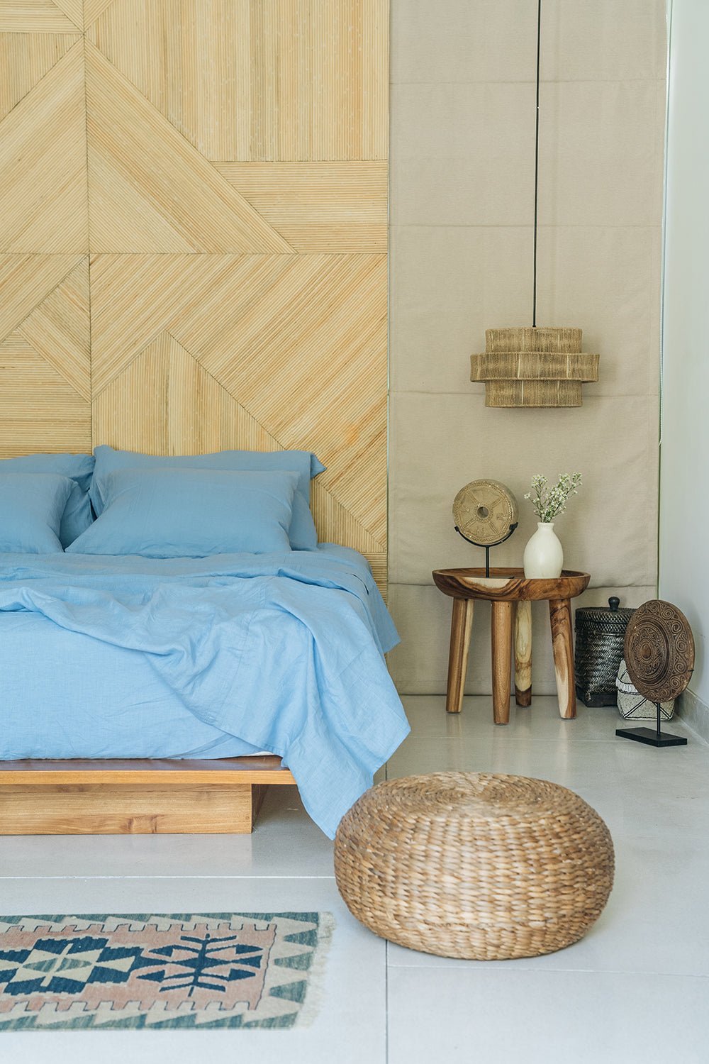 Cornflower blue flat sheet - True Things