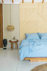 Cornflower blue flat sheet - True Things