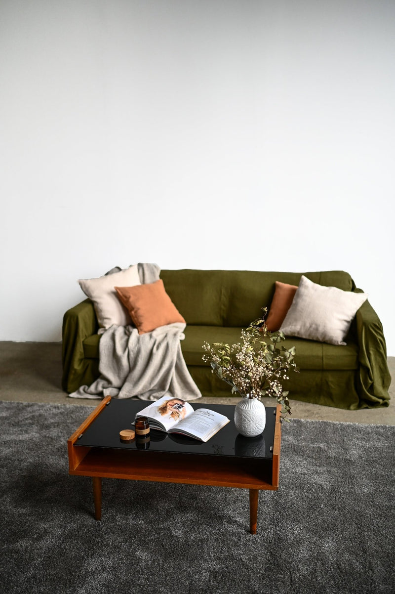 Dark olive sofa slipcover