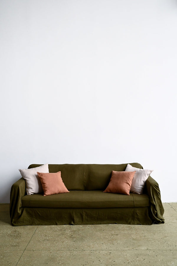 Dark olive sofa slipcover