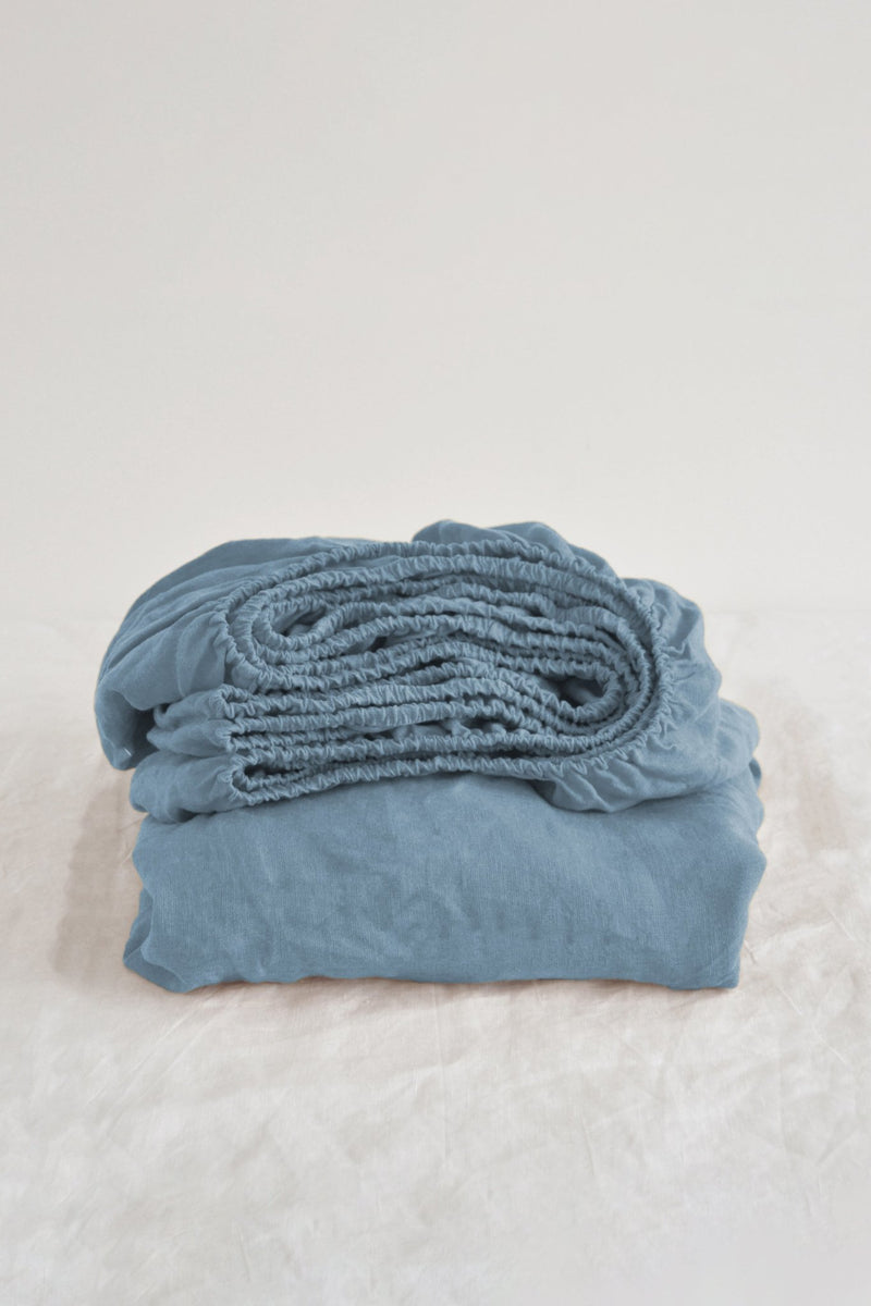 Dusty blue fitted sheet