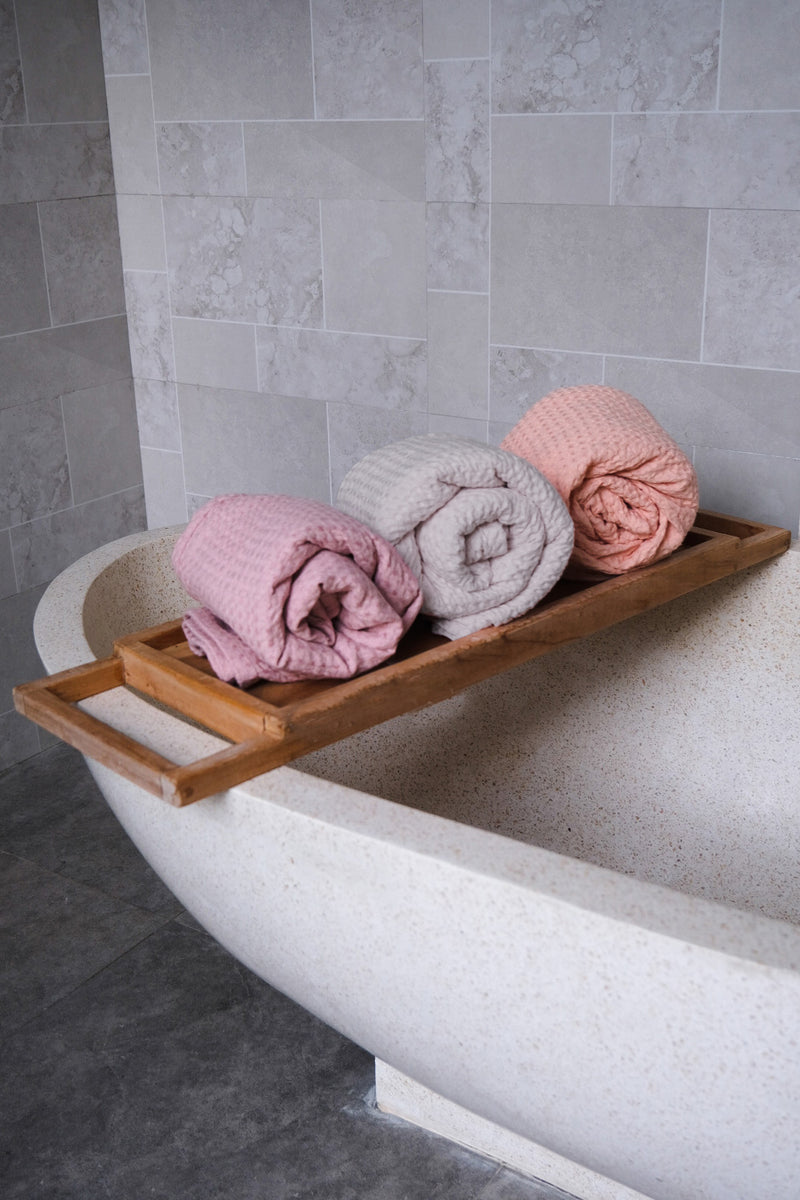 Dusty pink waffle towel