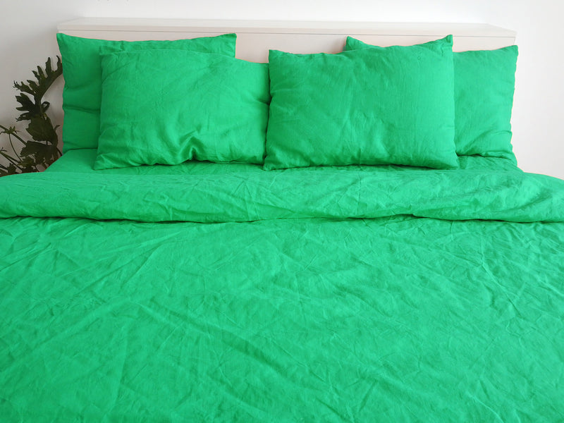 Mint green linen duvet cover