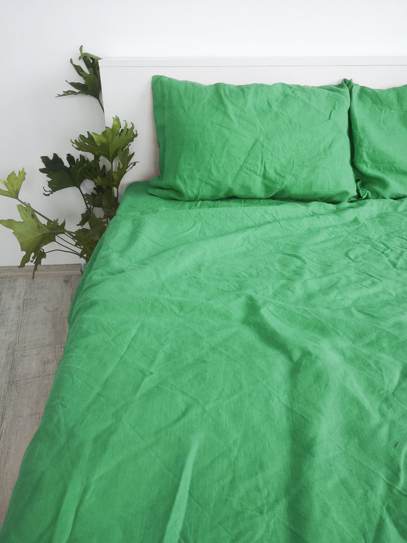 Mint green linen fitted sheet