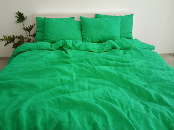 Mint green linen duvet cover