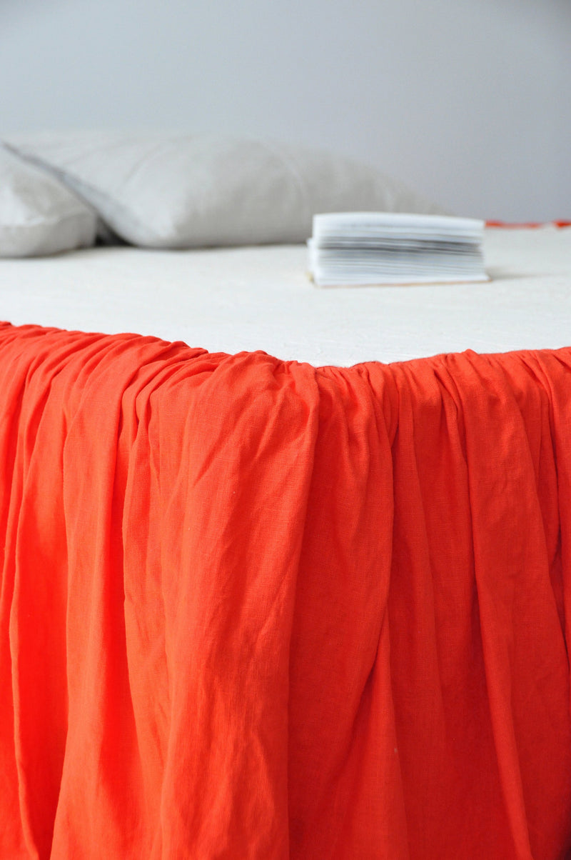Bright orange bed skirt