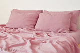 Rose pink linen fitted sheet