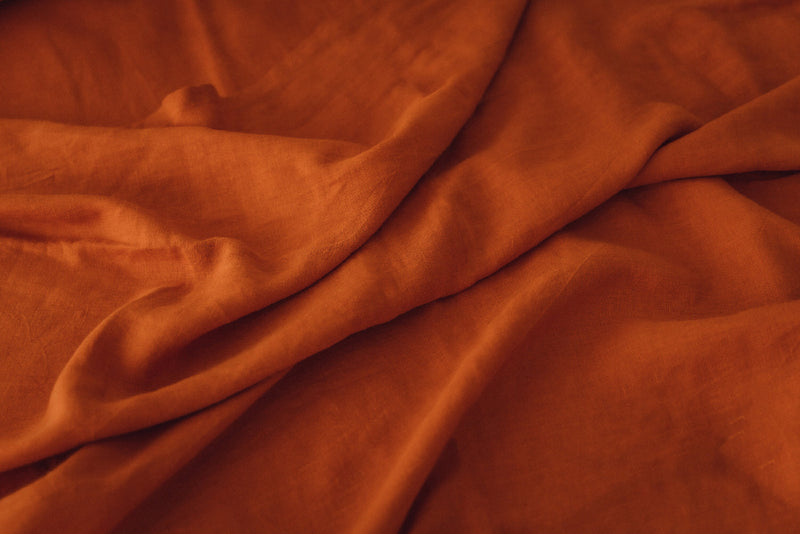 Burnt orange linen sheet set