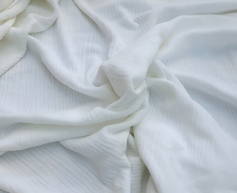 Milk white crinkle linen viscose blend sheet set