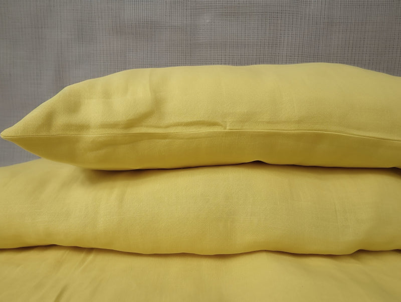 Lemon yellow heavy linen duvet cover