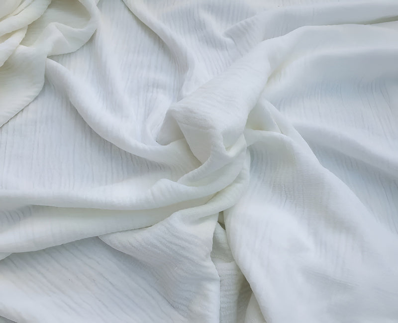 Milk white crinkle linen viscose blend flat sheet