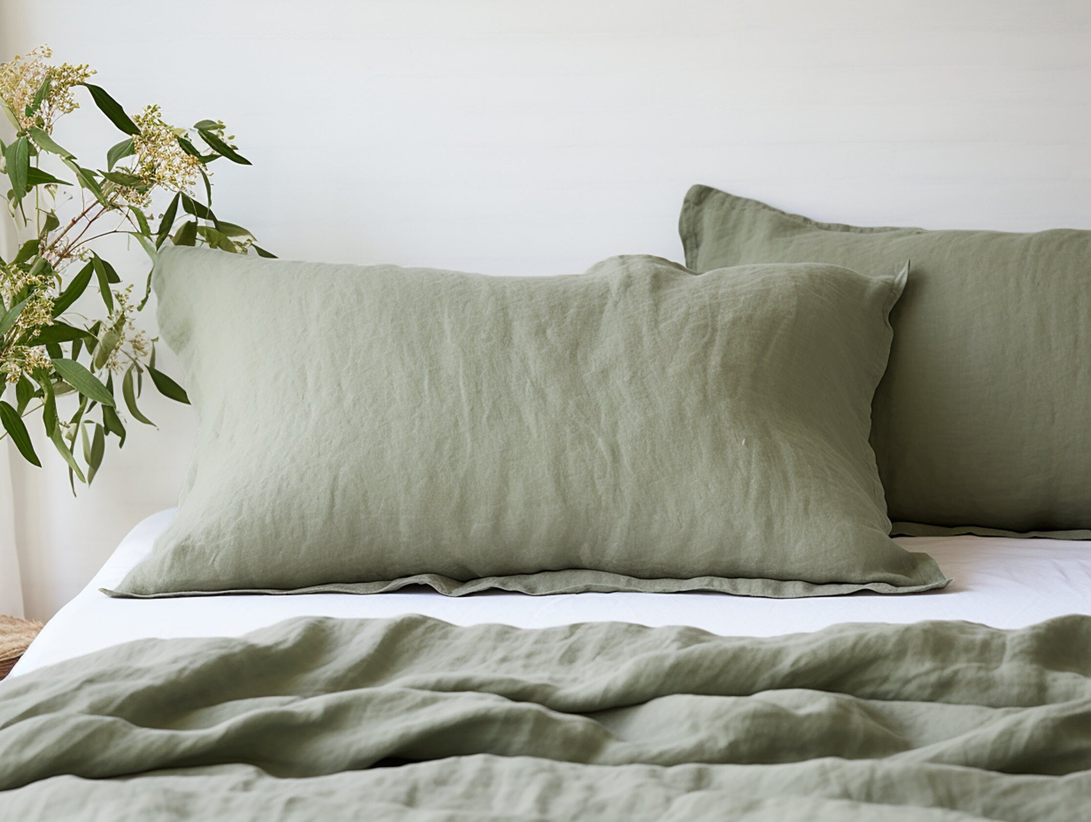 Housse de coussin Oxford gris sauge