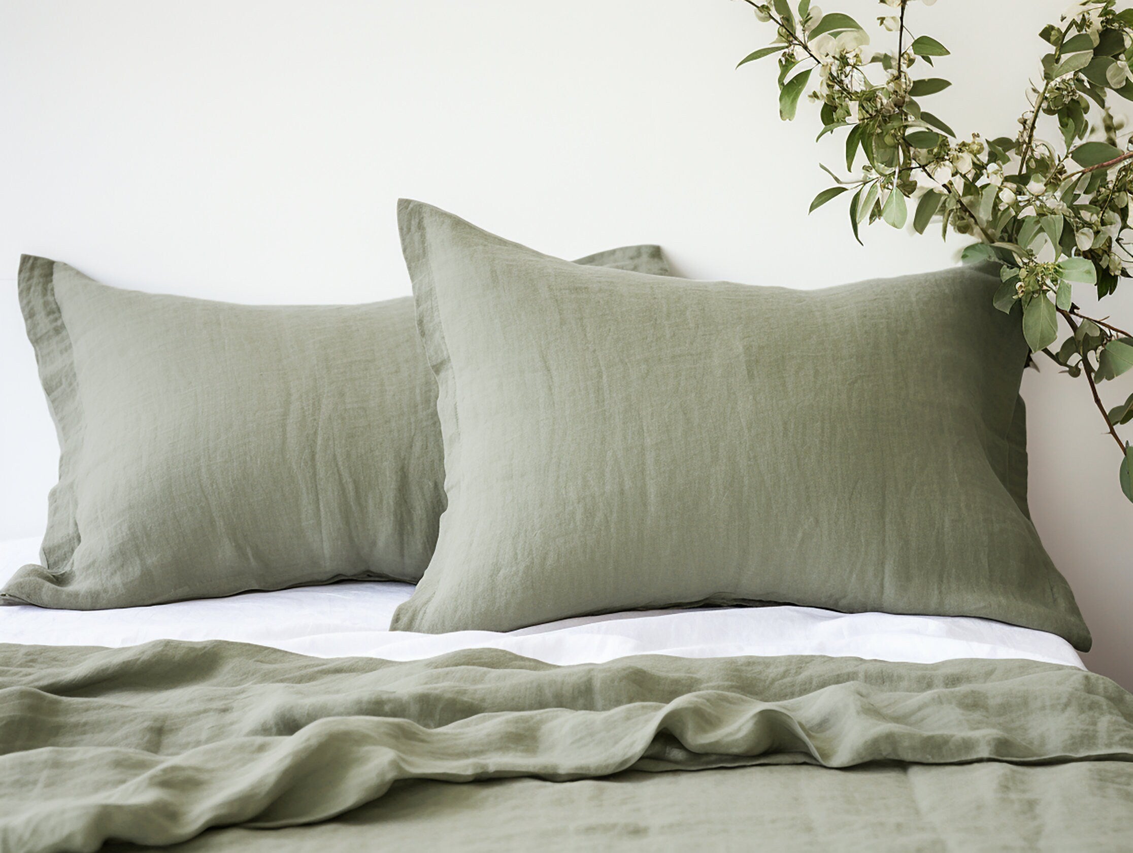 Housse de coussin Oxford gris sauge