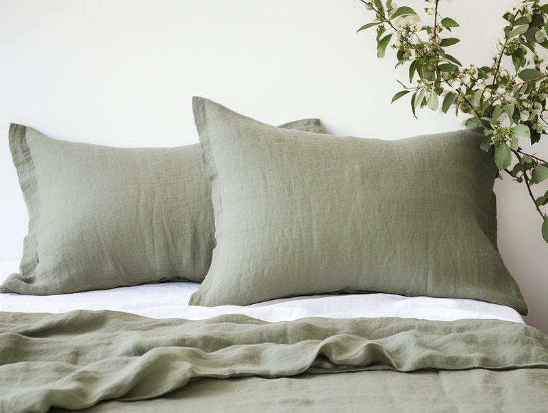 Gray sage Oxford sham pillow cover