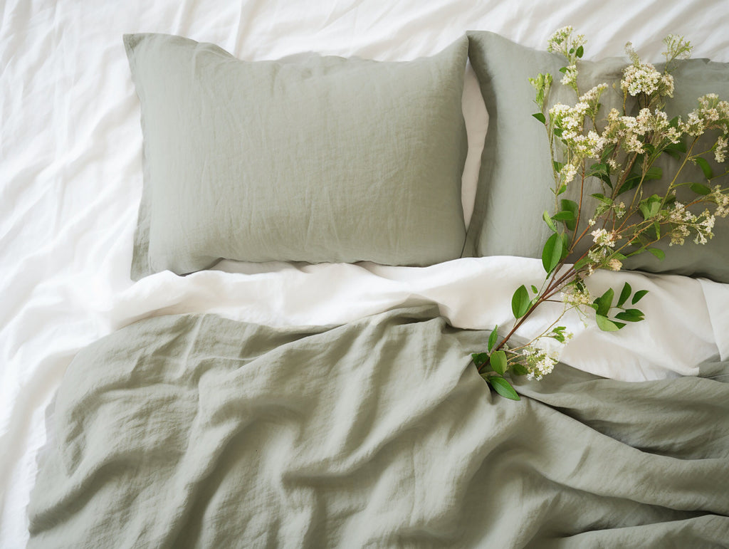 Housse de coussin Oxford gris sauge