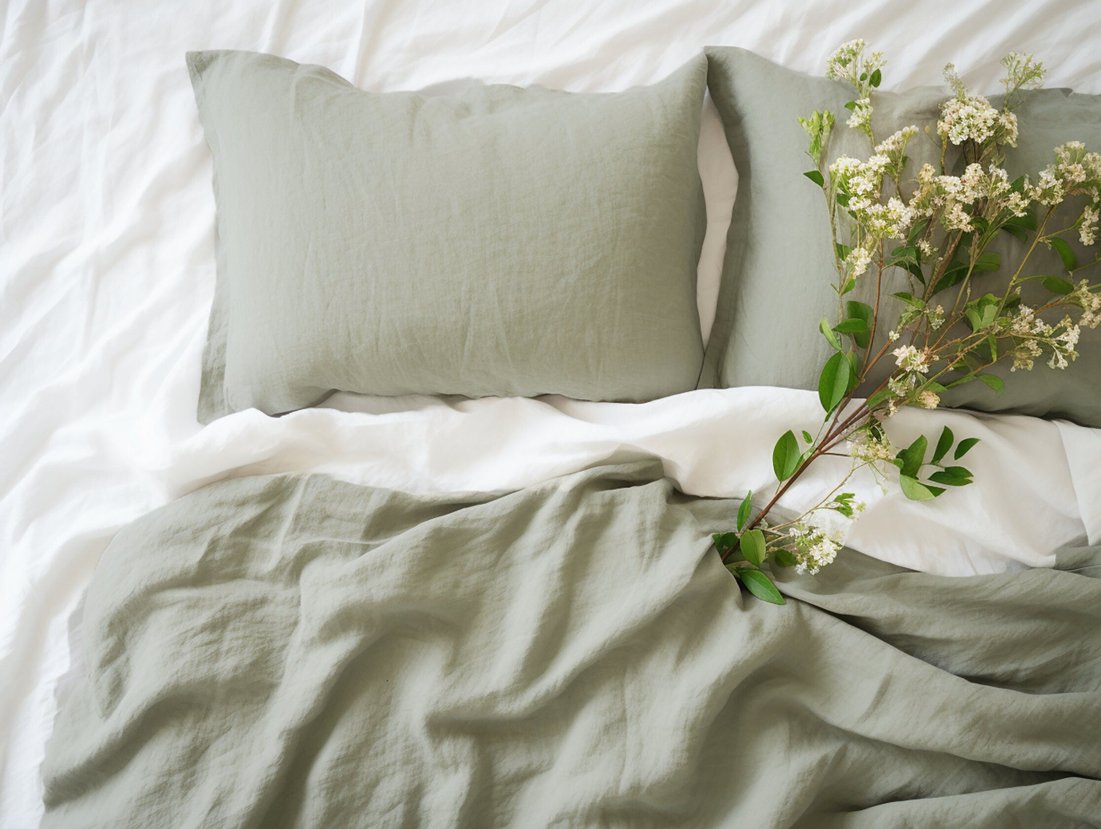 Housse de coussin Oxford gris sauge