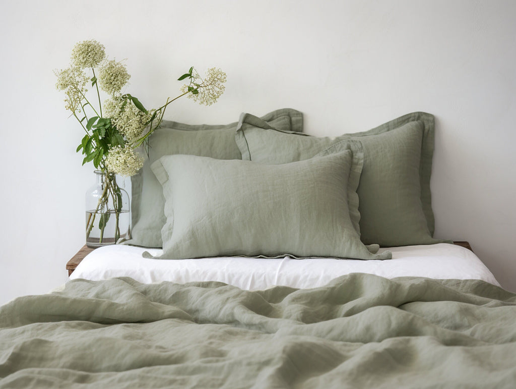 Housse de coussin Oxford gris sauge