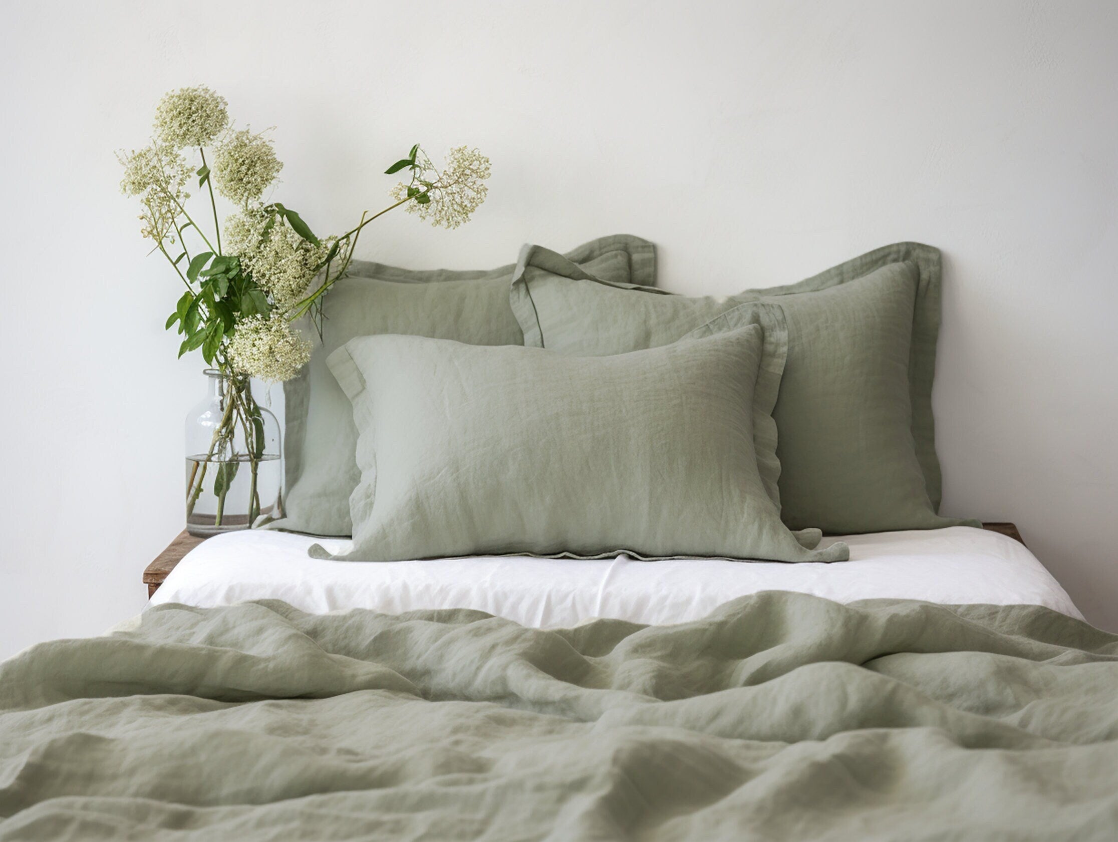 Housse de coussin Oxford gris sauge