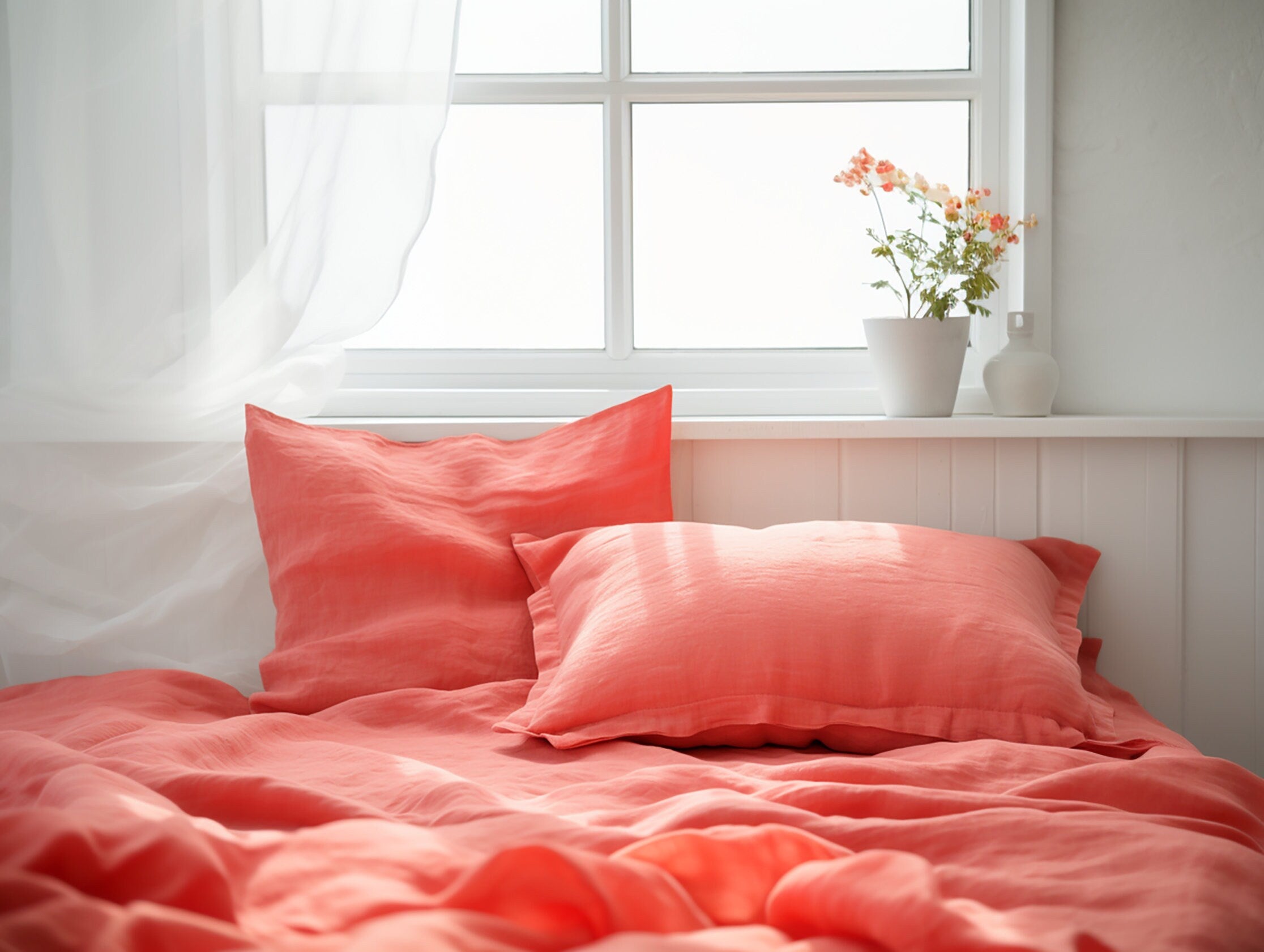 Housse de coussin corail Oxford