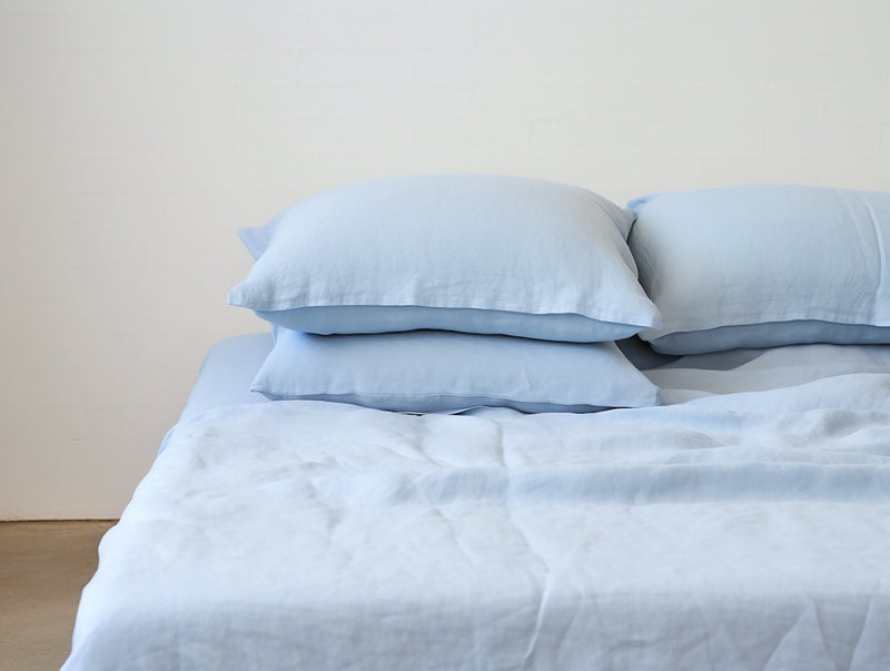 Sky blue linen Oxford sham pillow cover