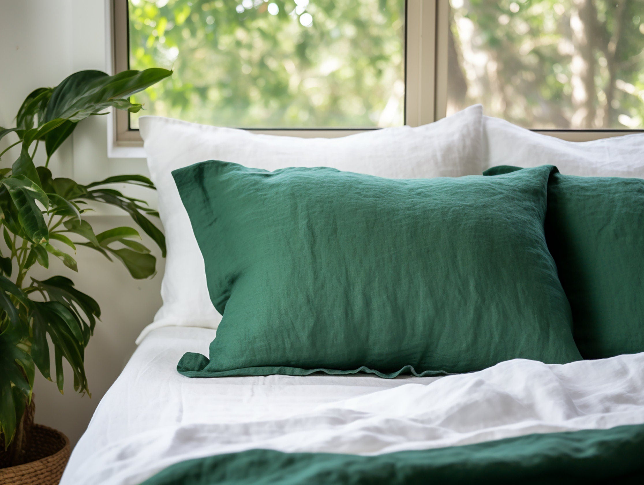 Housse de coussin Oxford vert forêt