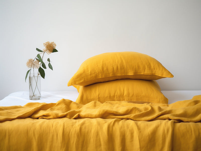 Turmeric linen Oxford sham pillow cover