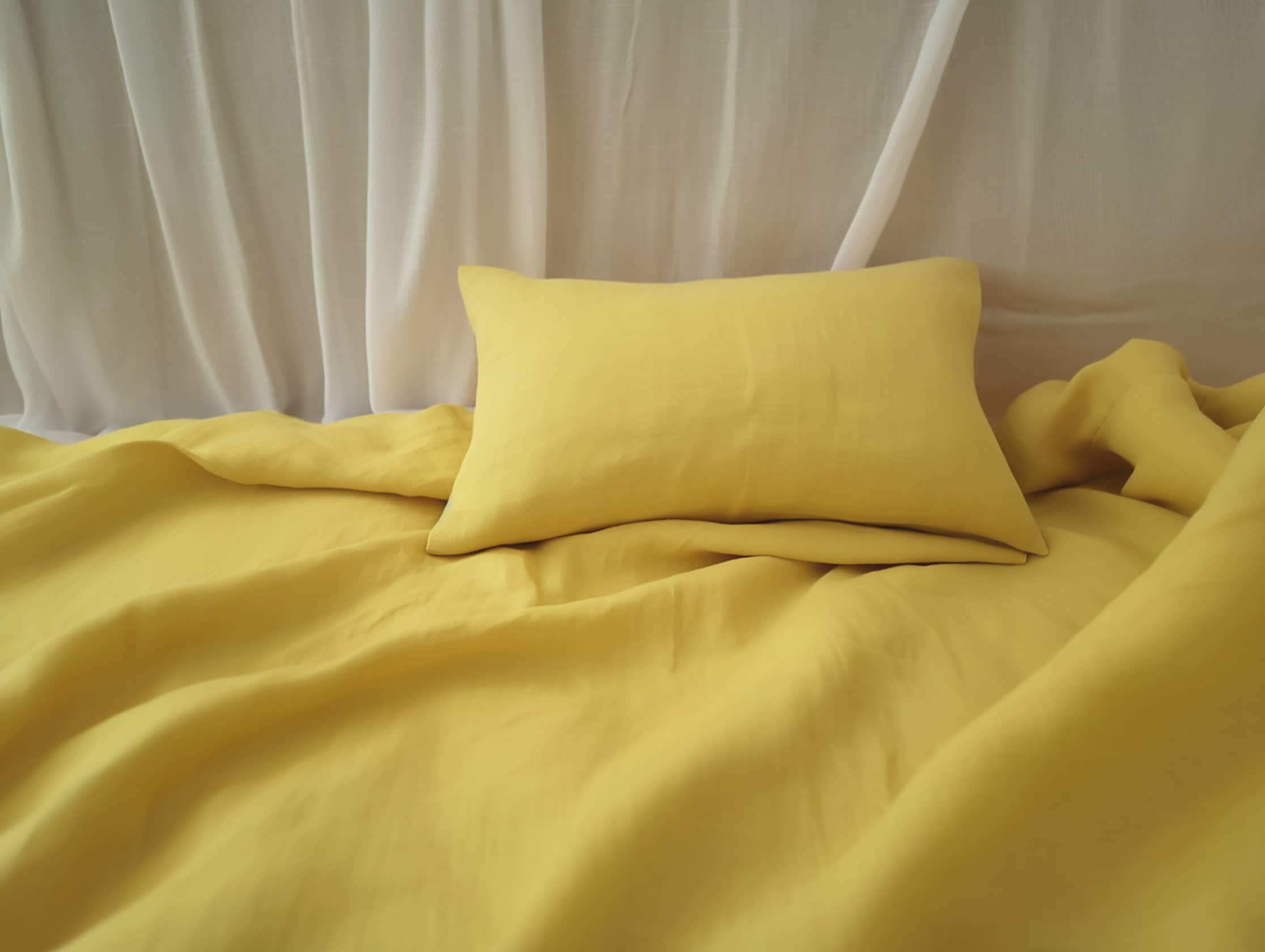 Zitronengelbe schwere Tagesdecke