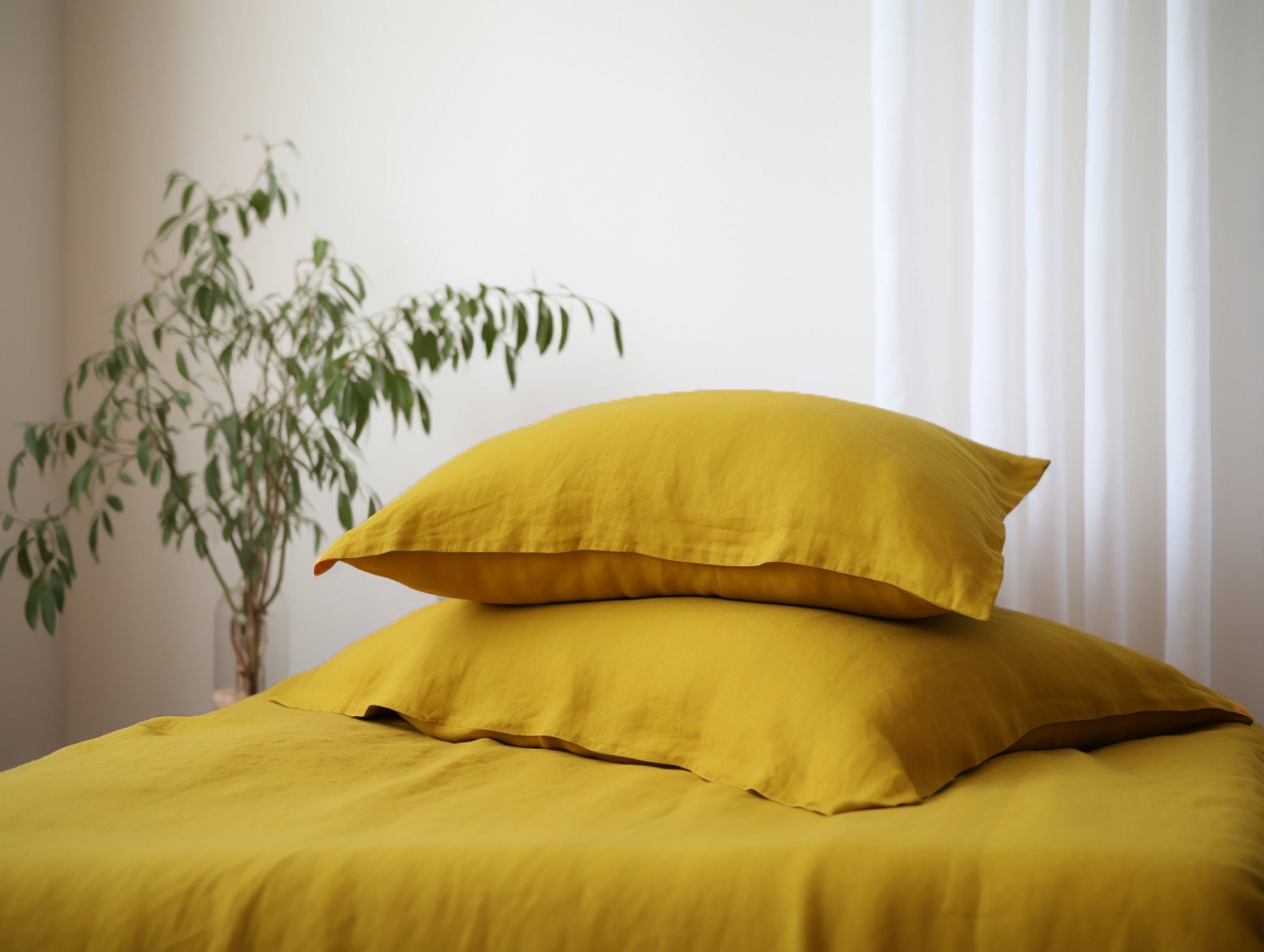 Housse de coussin Oxford moutarde