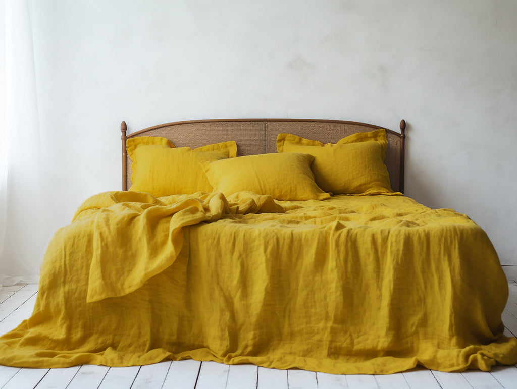 Housse de coussin Oxford moutarde