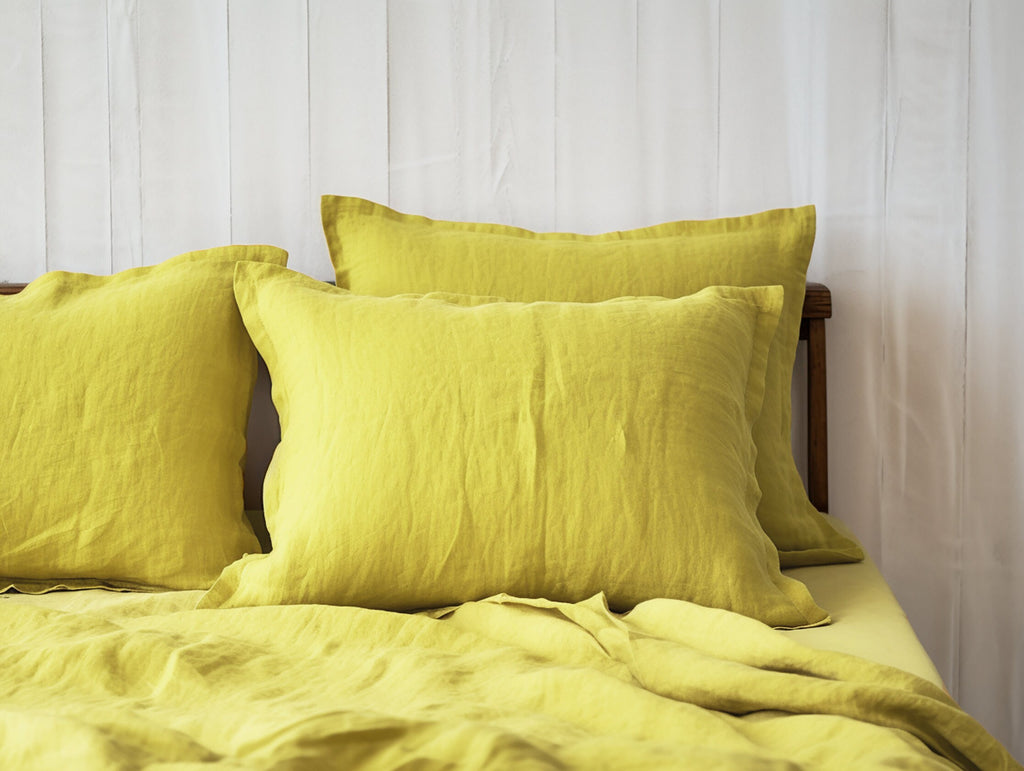 Chartreuse yellow Oxford sham pillow cover
