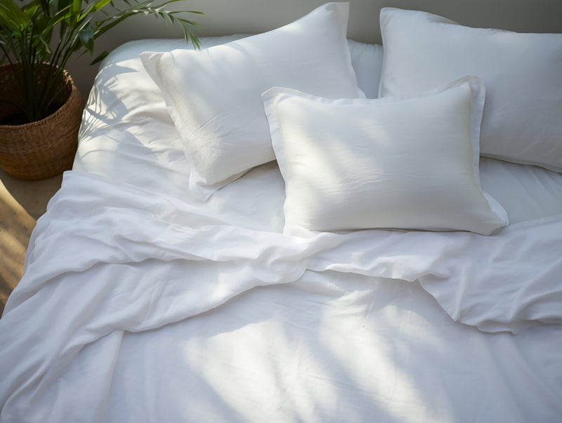 White linen Oxford sham pillow cover