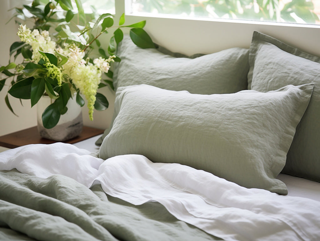 Housse de coussin Oxford gris sauge
