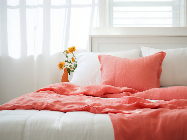 Coral Oxford sham pillow cover