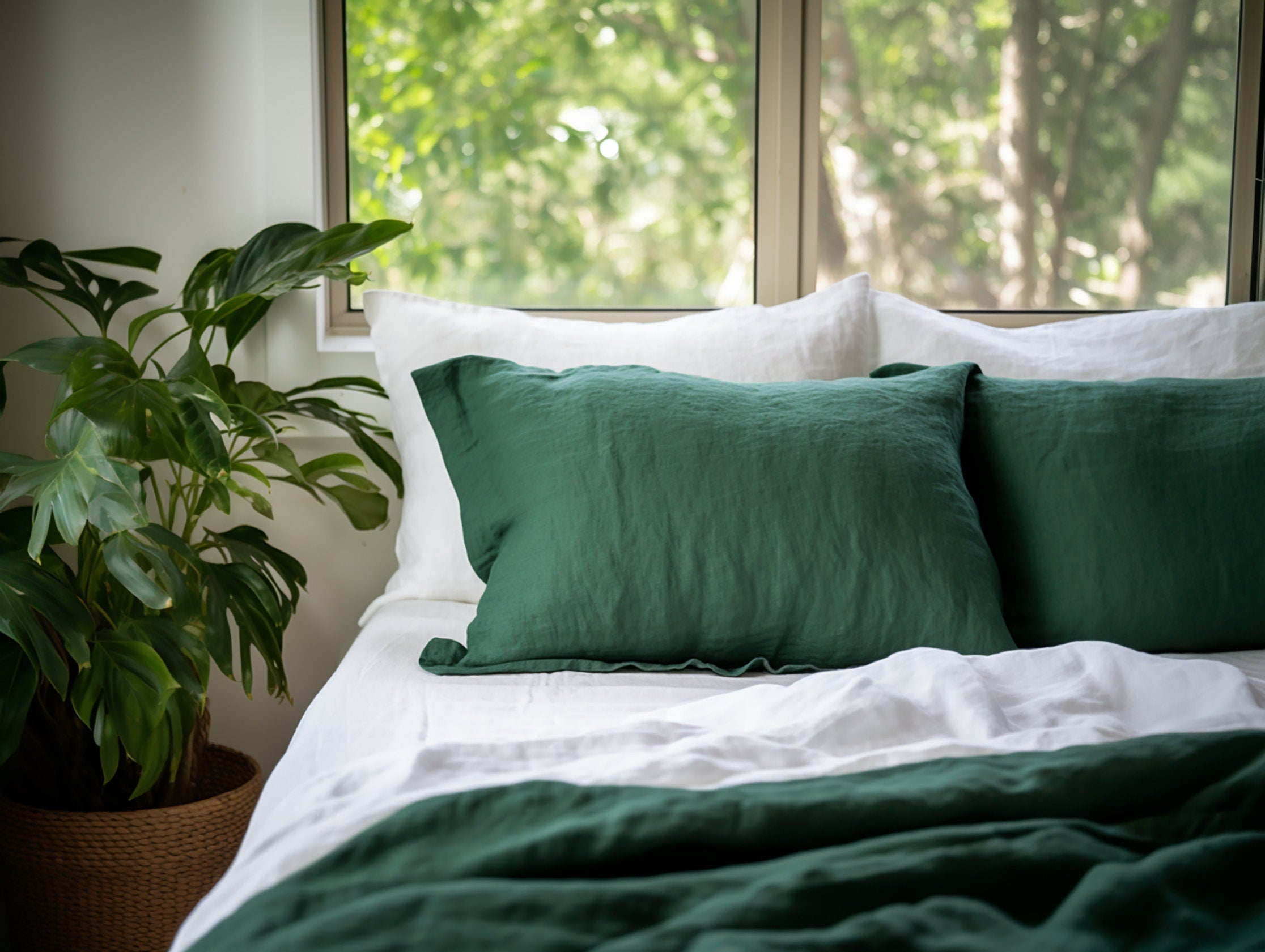 Housse de coussin Oxford vert forêt