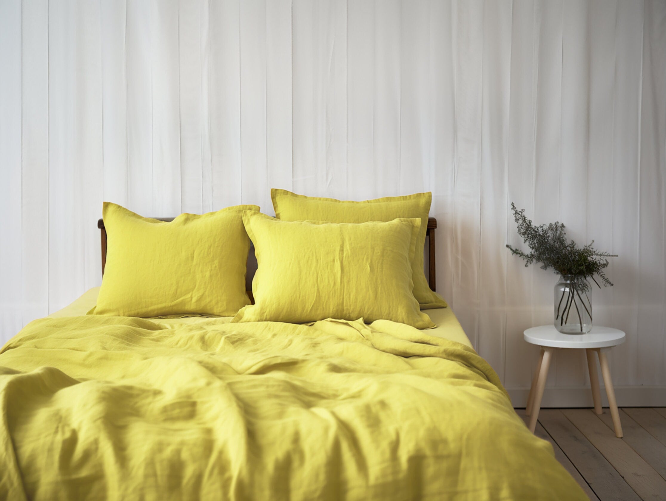 Chartreuse yellow Oxford sham pillow cover