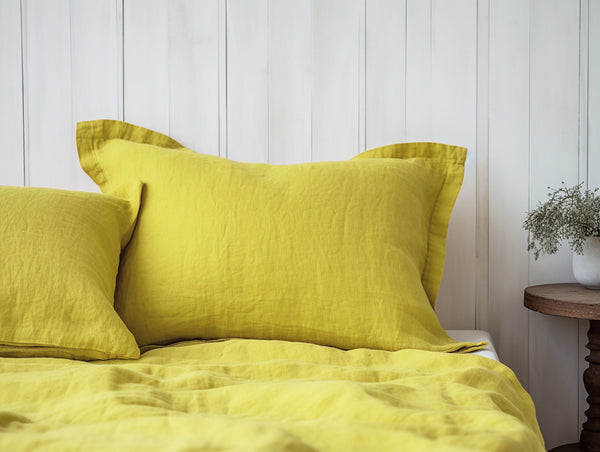 Chartreuse yellow Oxford sham pillow cover
