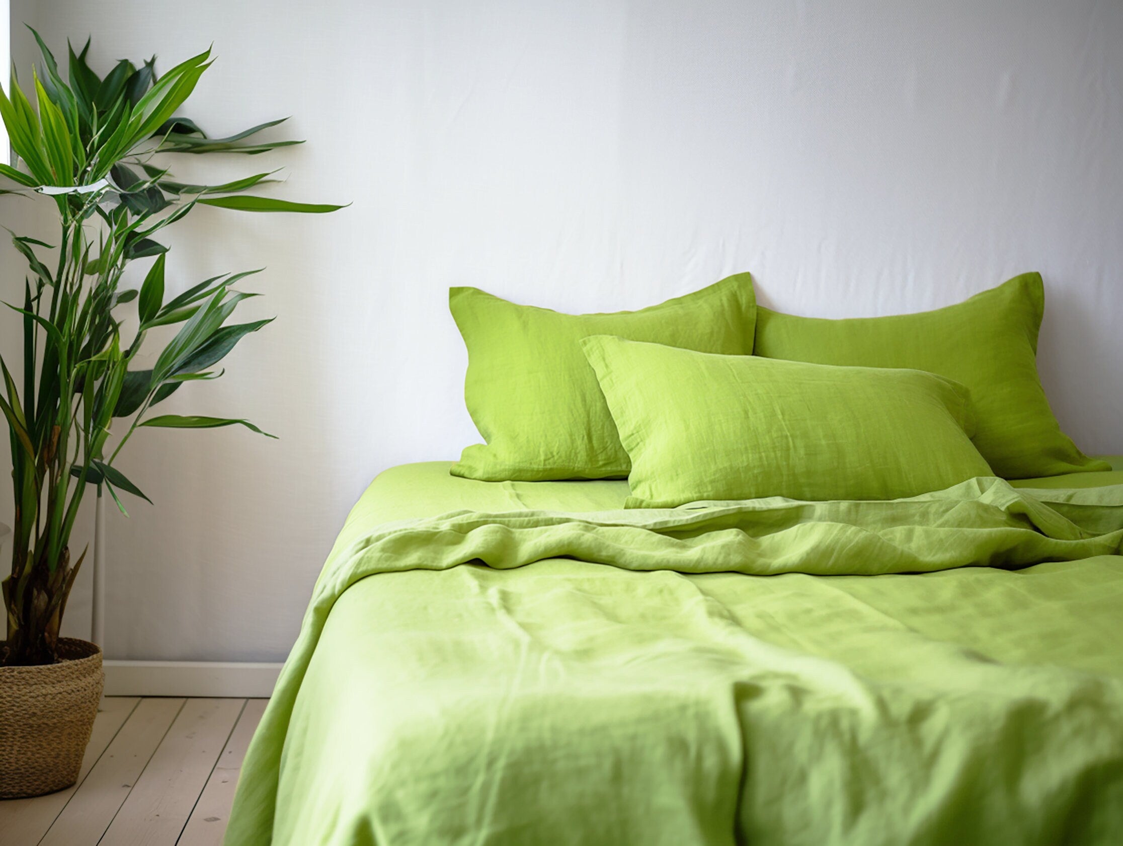 Chartreuse green Oxford sham pillow cover