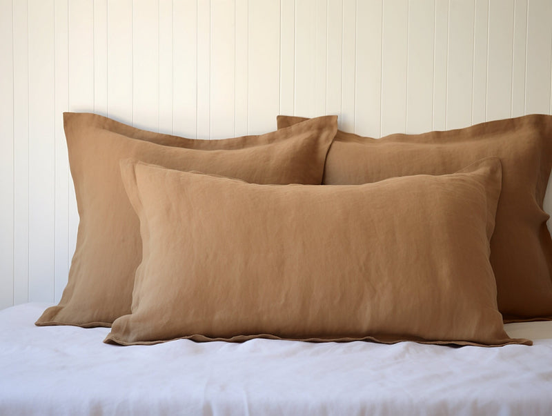 Clay linen Oxford sham pillow cover
