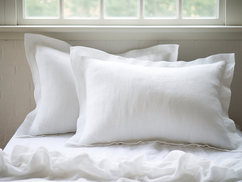 White linen Oxford sham pillow cover
