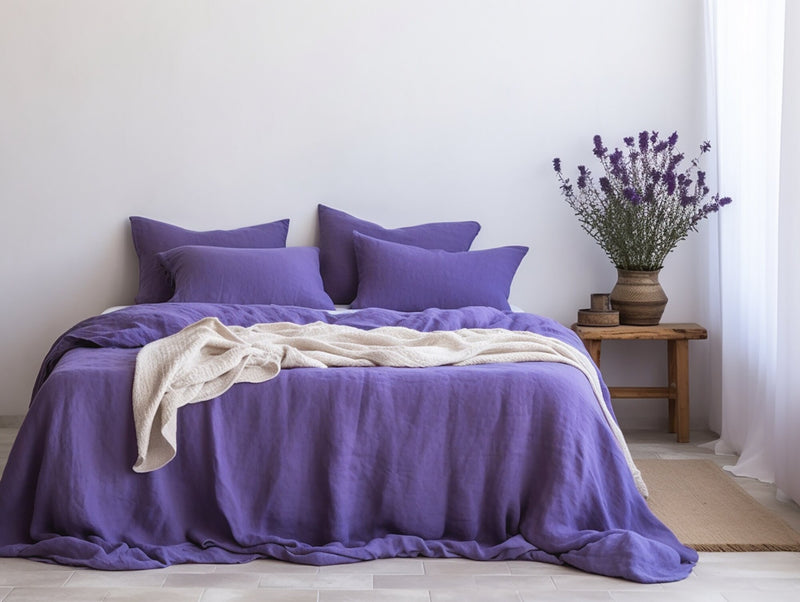 Violet linen pillowcase