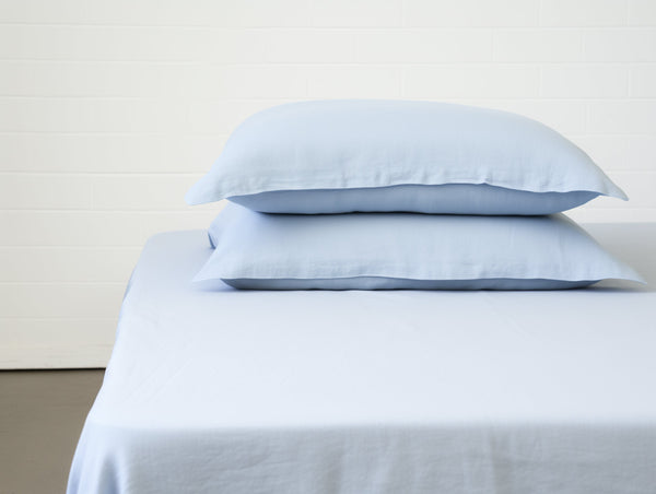 Sky blue Oxford sham pillow cover