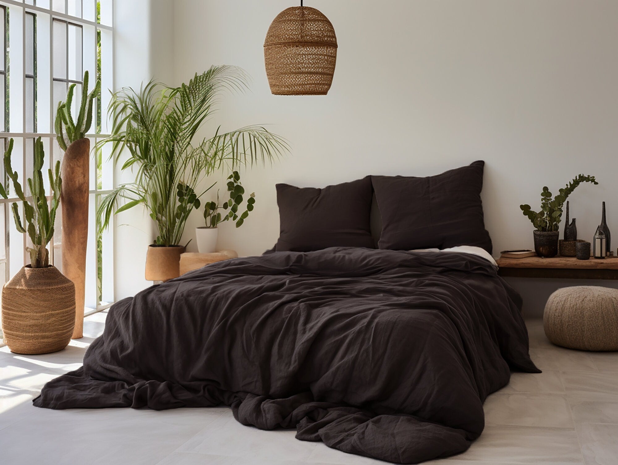 Brown linen pillowcase