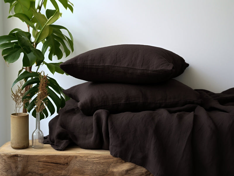 Brown linen pillowcase