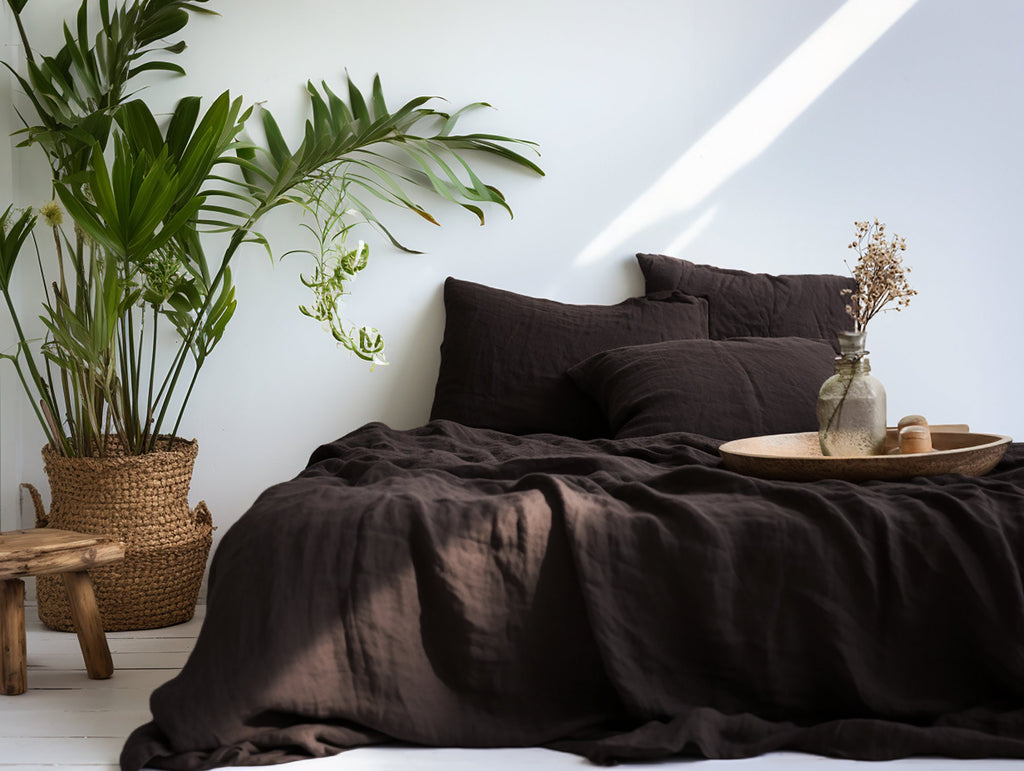 Brown linen flat sheet